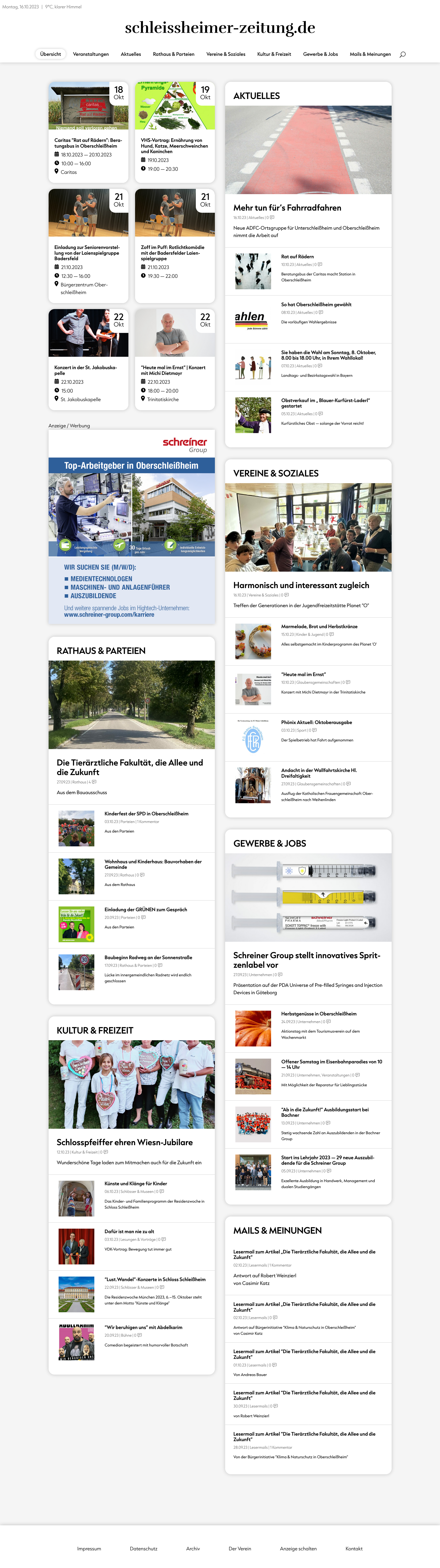Screenshot der Websiteschleissheimer-zeitung.de. slick-img